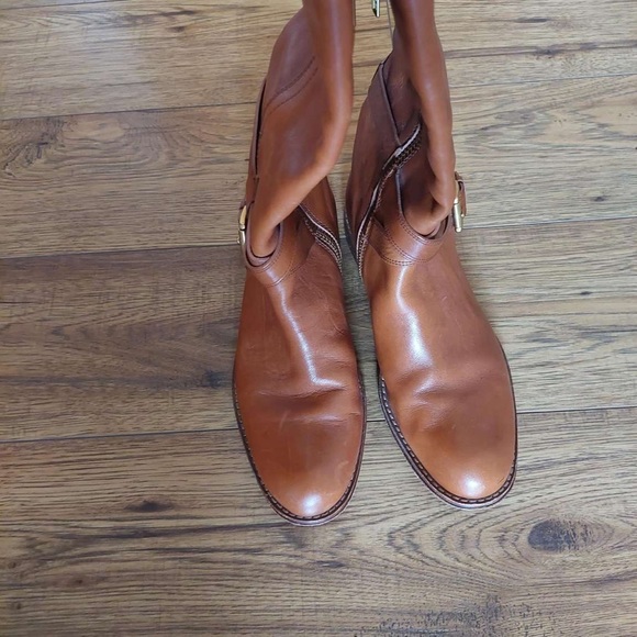 COACH MONIQUE FLAT LEATHER RIDING BOOTS brown/cinnamon - Picture 7 of 11